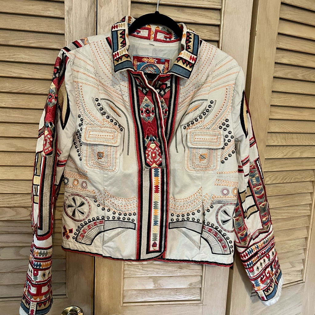 Johnny Was Biya Two Ten Ten Five Khaki Jacket - Size Large